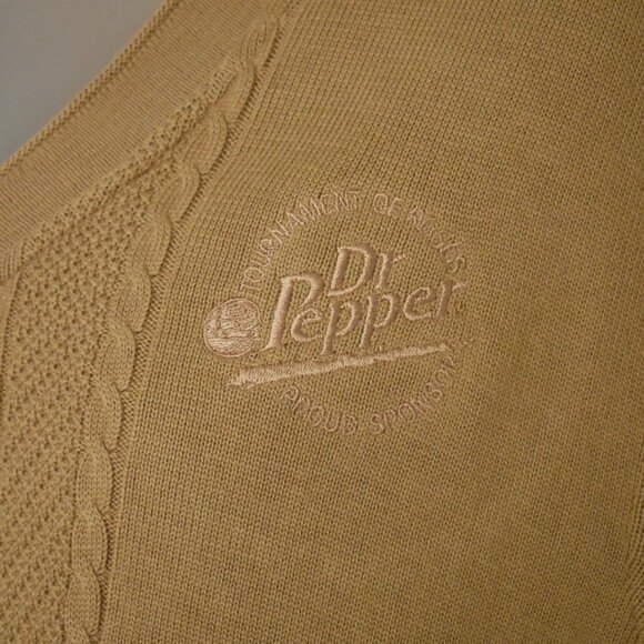 Dr Pepper Sweater Vest Fore Golfwear Cable knit Embroidered XL Tan - Picture 4 of 6